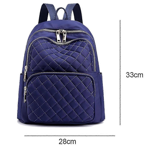 Stor och lätt nylonryggsäck för damer med broderitråd blue