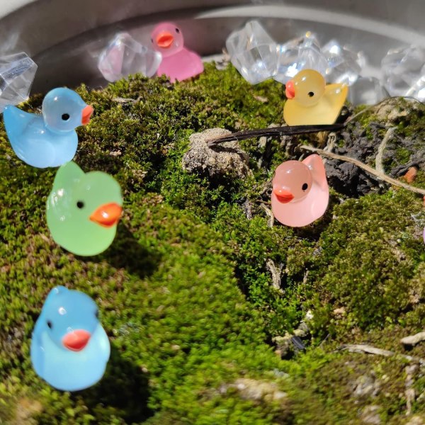 100 stk. mini gummiandeharpiksænder lysende ænder Luminous sky blue