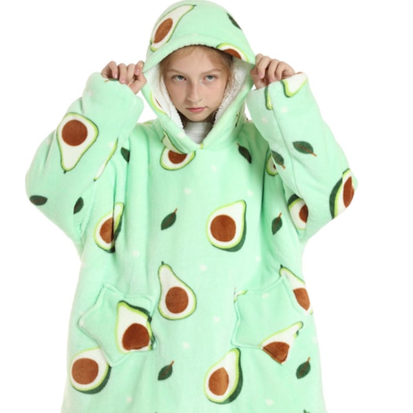 Oversized Hoodie Teppe Med Lomme Bærbar Teppe Hoodie Vinter Utendørs Hoody Genser Avocado