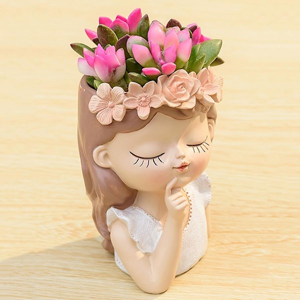 1 st kreativ älvaharts skrivbord liten blomkruka, balkongträdgårdsmikro-landskapsdekoration, saftig grön växtkruka Sweet Girl