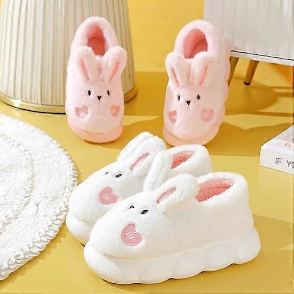 Søde hjemmesko til kvinder Interessante Komfortable Plys Hjemmesko Dyrehjemmesko Kanin Hold Varme Hjemme pink35 white35