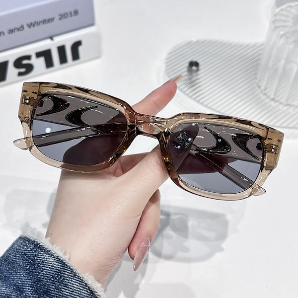 Internet-julkkiksen sama tyyli eurooppalainen ja amerikkalainen muotitrendi 2024 kesän uudet aurinkolasit naisille ilman meikkiä ins high-end aurinkolasit Transparent tea frame gray piece