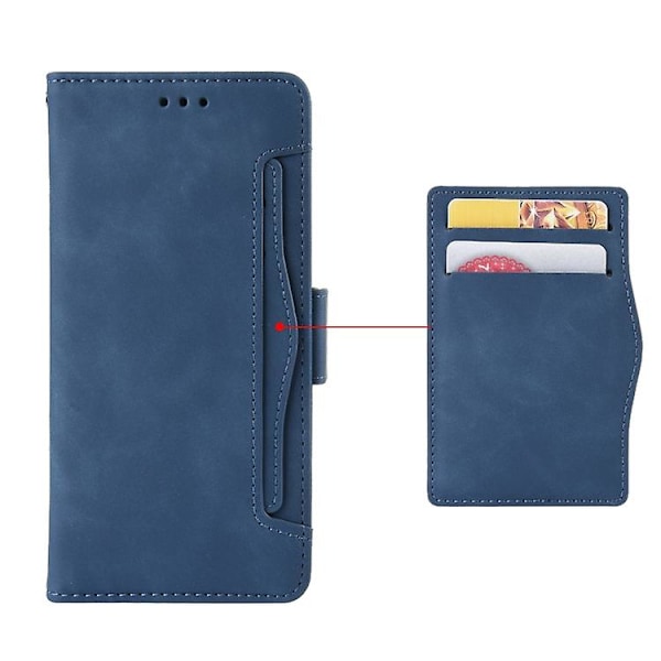 For Samsung Galaxy Z Fold5 Skin Feel Kalveskin Tekstur Kortspor Læder Mobiltelefon Etui Med Pen Slot Blue