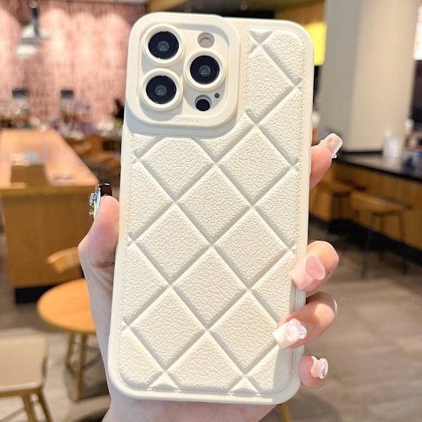 iPhone 13 Pro Max TPU -kotelo, rombikuviolla, naarmuuntumaton puhelinkotelo White