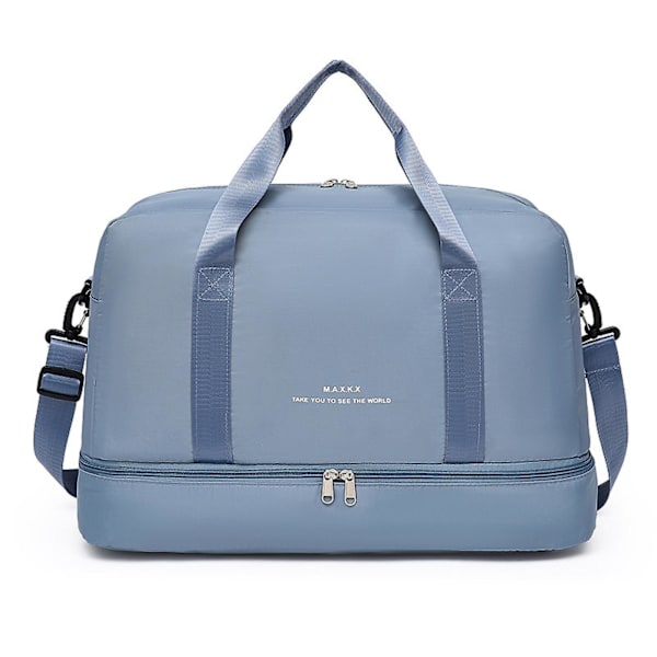 Resväska Sport Gym Bag Weekender Handbagage Med Skofack Handbagage För Kvinnor Och Män -GSLA Blue