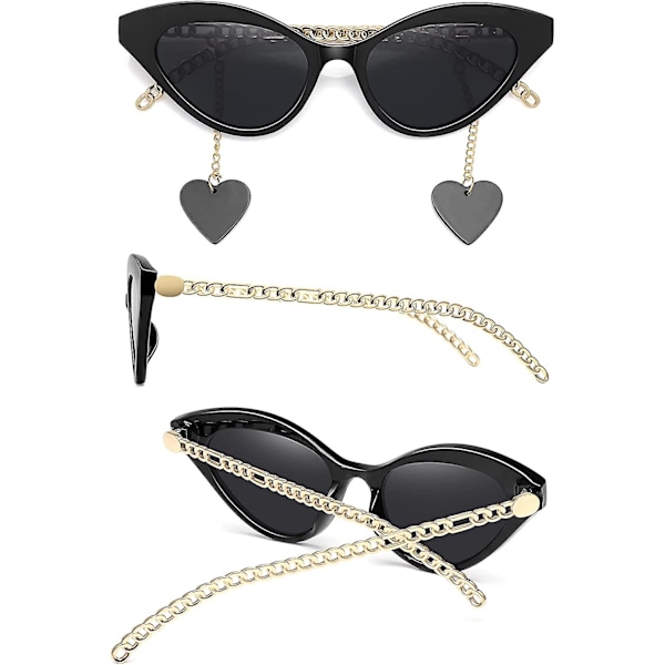 Vintage Retro Cat Eye Solglasögon för Kvinnor Trend Clout Goggles Solglasögon Metallram