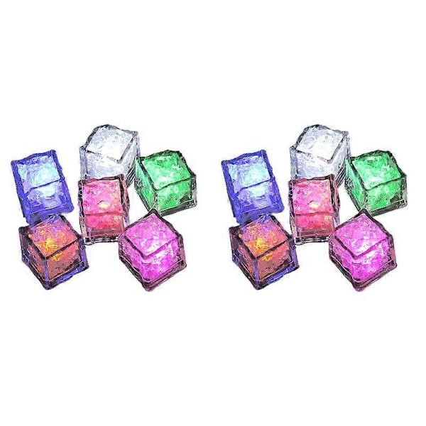 12 st Bar KTV Lysande Is Kvadrat Lysande Leksak LED Färgglada Is Kvadrat Vattensensor Lysande, Färgglad blixt