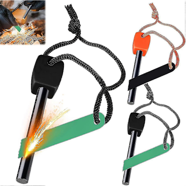 3 X Udendørs Ildstedsstål Ildstedstarter Ildstedsstål Flint Overlevelsesmagnesium Flint Flint Flint Ildstik Magnesium Ildstedsstål Håndlavet Til Camping/vandreture