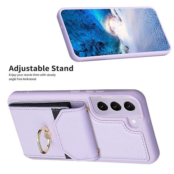 For Samsung Galaxy S22+ 5g Bf29 Organ Card Bag Ring Holder Mobiltelefon Deksel Purple