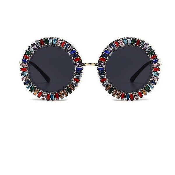 Runde Rhinestone Solbriller til Kvinder Retro Solbriller colorful