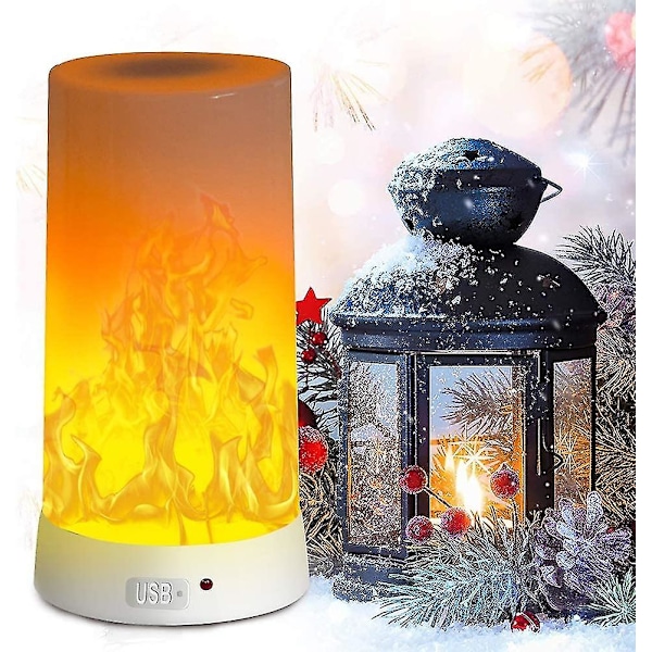 2024 New Led Flame Lamp, Usb Rechargeable Flame Night Light, Desk/table Lamp Waterproof With Magnetic Base & Metal Hook For Christmas Party Indoor/out