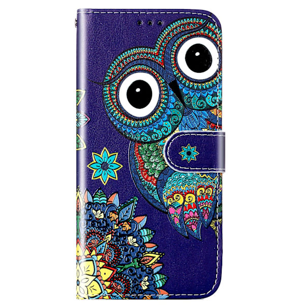 Fodral i PU-läder + TPU med mönstertryck till Oppo A79 5g / A2 5g, plånboksfodral med stativ Blue Owl