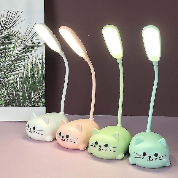 Bordslampa tecknad söt husdjurskatt nattlampa USB uppladdningsbar LED bordslampa barns ögonskydd varm vit skrivbordslampa 2