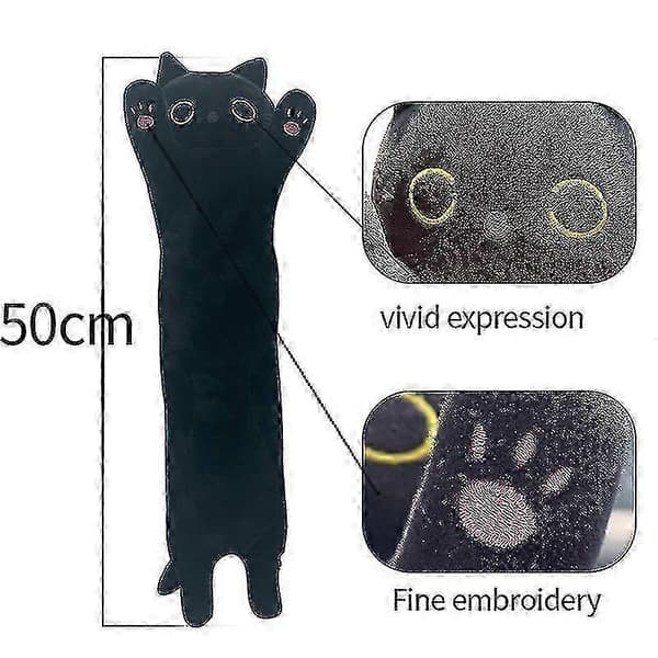 Lång svart katt lång kattkudde lång kattkudde katt sovkudde sängkudde