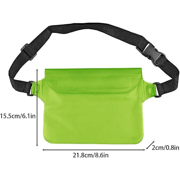 Vandtæt Fanny Pack, Justerbar Tør Fanny Taske Vandtæt Taljepose med Taljerem til Bådsejlads Svømning-X ZD B2 EE Green