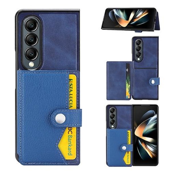 For Samsung Galaxy Z Fold3 5g Litchi Pattern Single Button Card Holder Mobile Phone Case