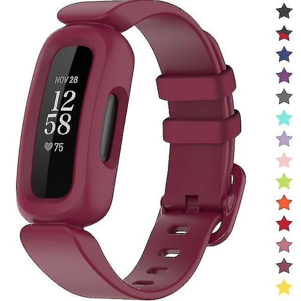 Treingi Bands til Fitbit Ace 3 Børn Silikone Vandtæt Armbånd Tilbehør Sports Urrem Erstatning Til Fitbit Ace 3 Drenge Piger Wine