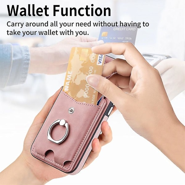 For Samsung Galaxy S23 Ultra 5g Galvanisering Hudfølelse Lær Ring Kortlomme Mobiltelefon Deksel Pink