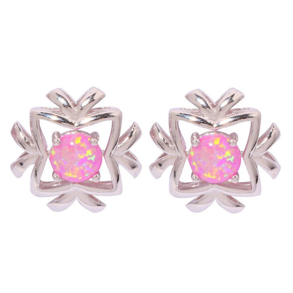 Silverörhänge filled ROSA brand Opal
