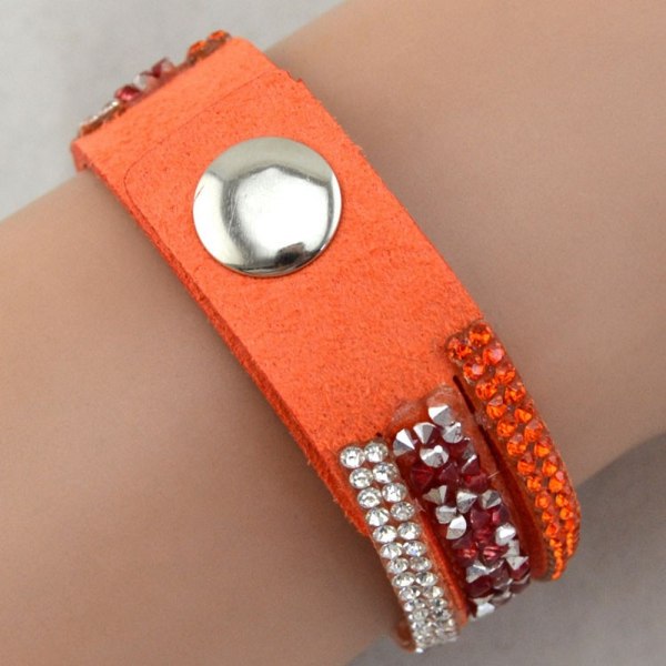 Armbånd med læderwrap og rhinestones 5
