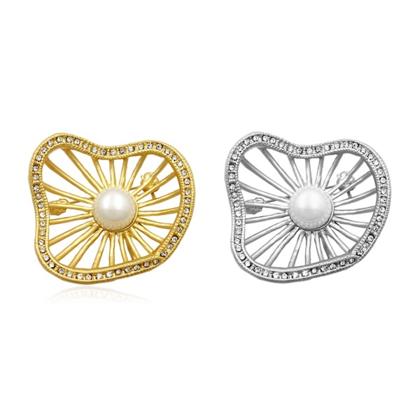 Brosch Kristall pärla SILVER/GULD guld