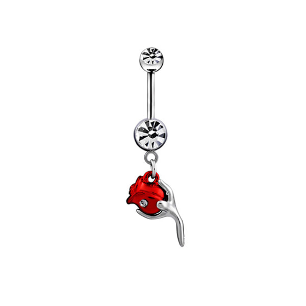 Navelpiercing Röd ros