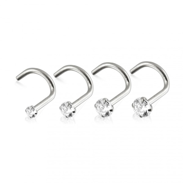 14K HVIDGULD Næse CZ 2 mm