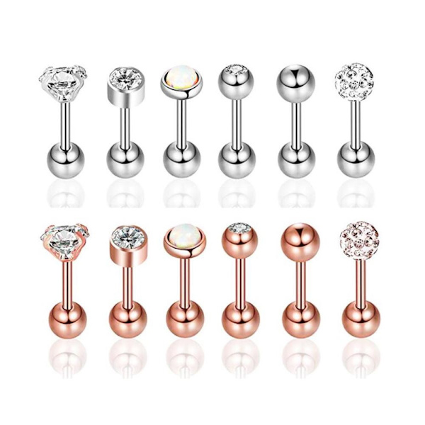 Tragus Piercing Øresmykke 6 stk. silver