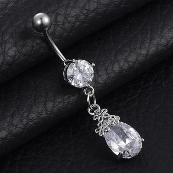 Navelpiercing Zircon silver