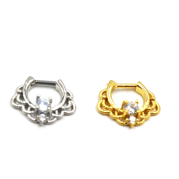 CZ Diamant Næsering Septum Clicker silver
