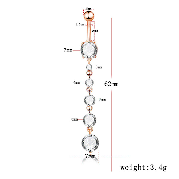 Guldpläterade Navelpiercing Zirkon guld