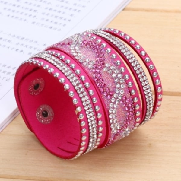 Strass Läderarmband Armring
