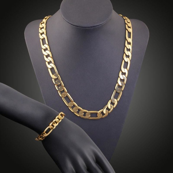 Stainless Steel Necklace + Bracelet 11mm gold