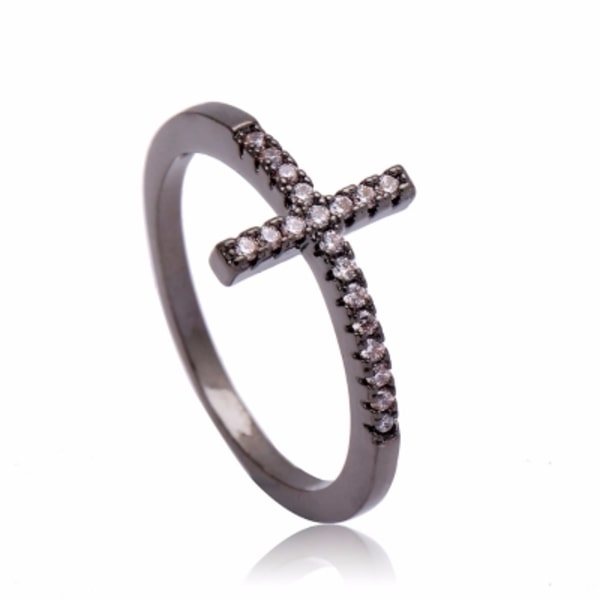 18K SVART Guldfyllda guld Filled gulddoublé Ring Cubic Zirconia 16	