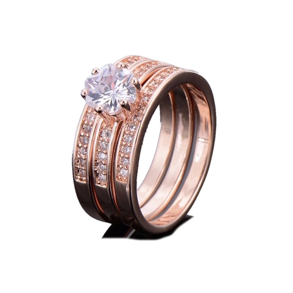 18K ROSE Guldfyllda gulddoublé Ring CZ Förlovning 15