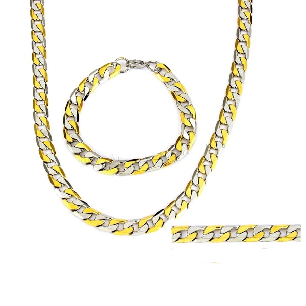 Rostfritt stål halsband + armband Set 9mm