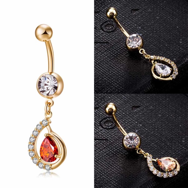 Forgyldt navle navle ring piercing smykker rød