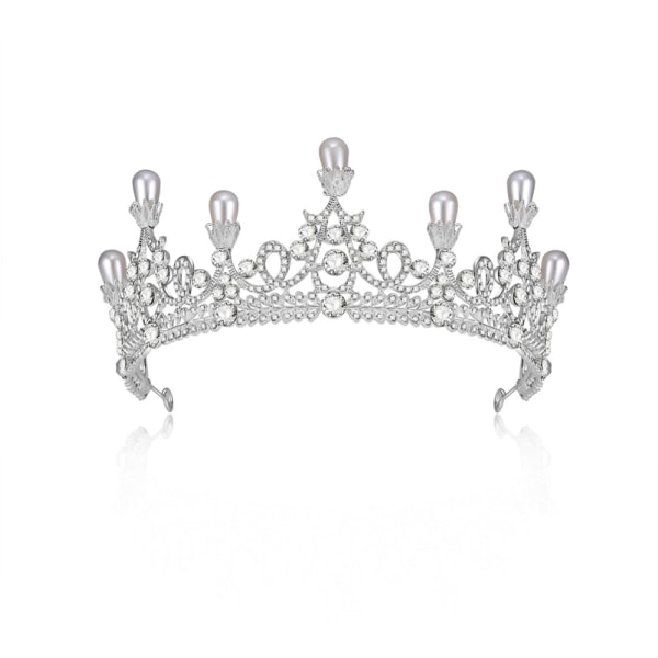 Kristall bröllop hår krona tiara silver