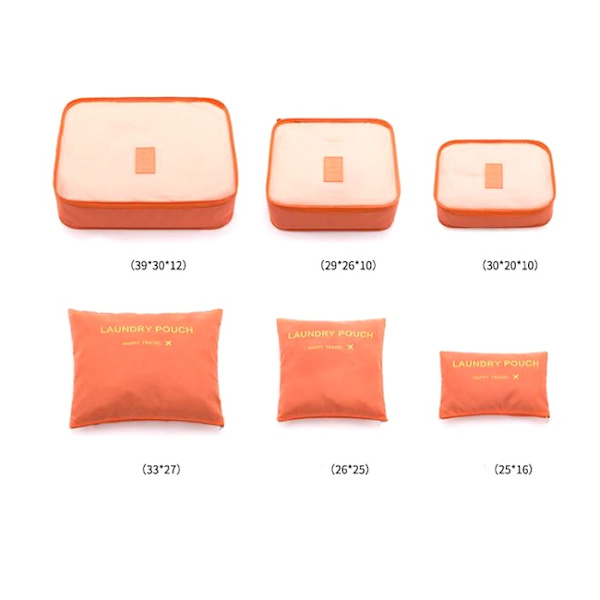 Säilytyskassisetti matkoille, 6 kpl/setti, 8 VÄRIÄ orange