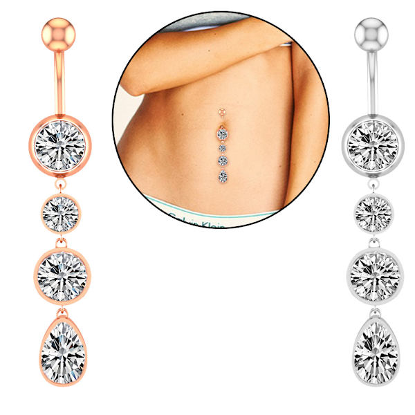Forgyldt Navle Ring til Body Piercing SILVER
