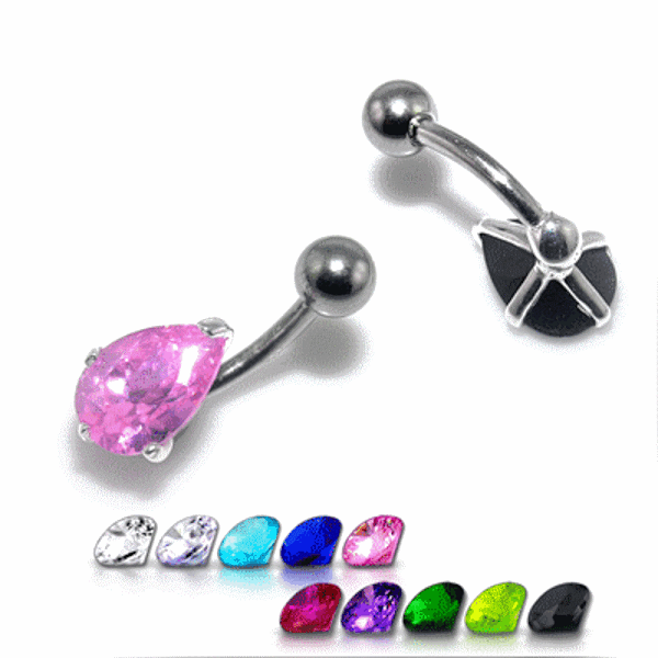 Sølv Titanium Navel Bar CZ hvid VIT