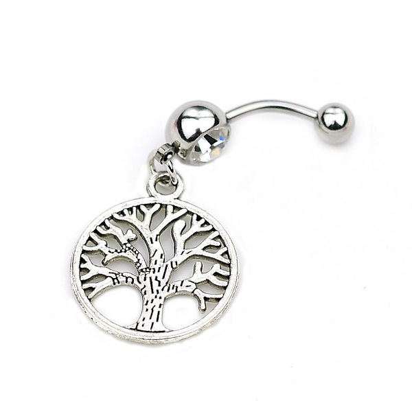 Navelpiercing livsträd silver