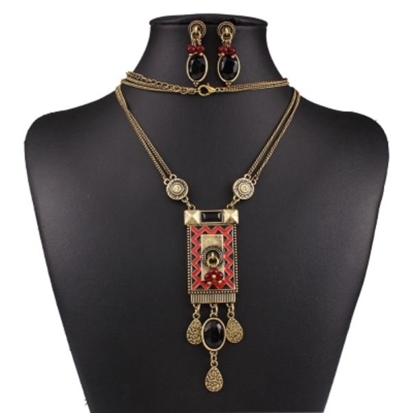 Geometrisk form halsband örhänge set