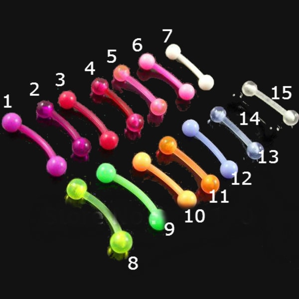 16G  1.2x8x3mm ball eyebrow rings mixed colors