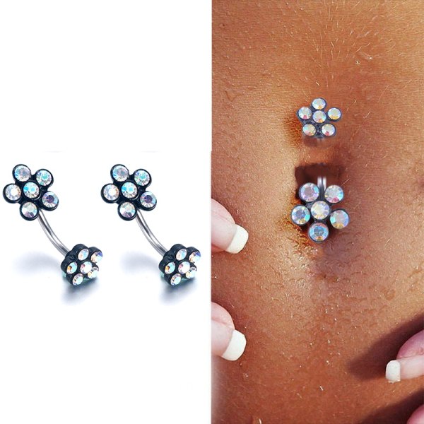 Navle-Belly Button Ring Kropspiercing Smykker sort