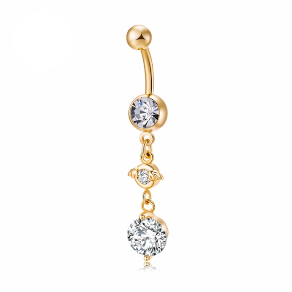 Forgyldt Navle Ring til Body Piercing hvid