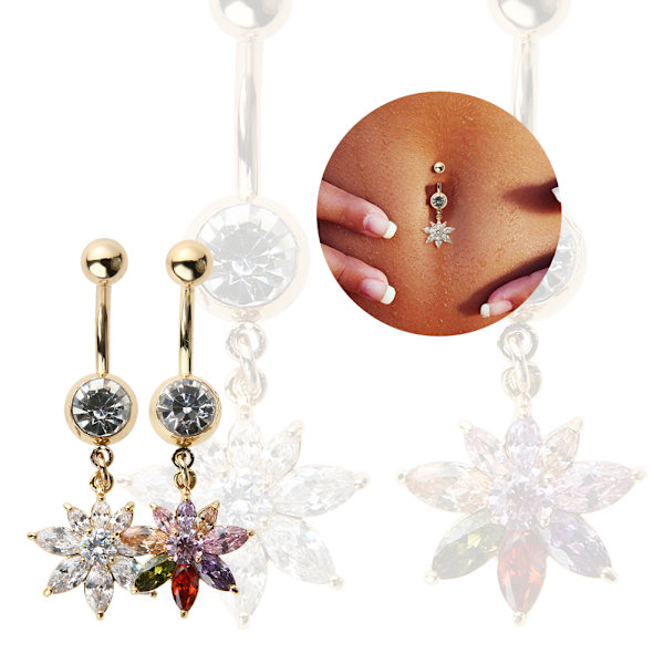 Forgyldt Navle Ring til Body Piercing Smykker flerfarvet