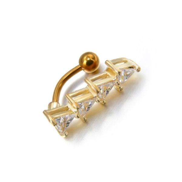 18K Forgyldt Trekant Cubic Zirconia CZ Navlepiercing