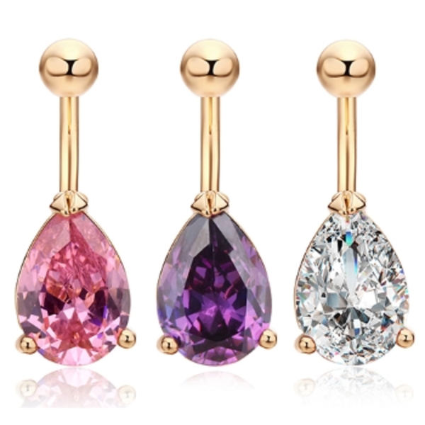 Guldpläterade Navelpiercing Piercing smycken ROSA