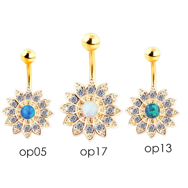 Navelpiercing  Opal blomma 05